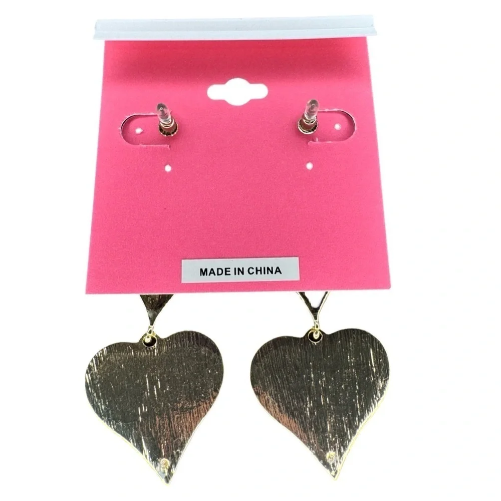 Isaac Mizrahi Gold/Red Chandelier Heart Earrings